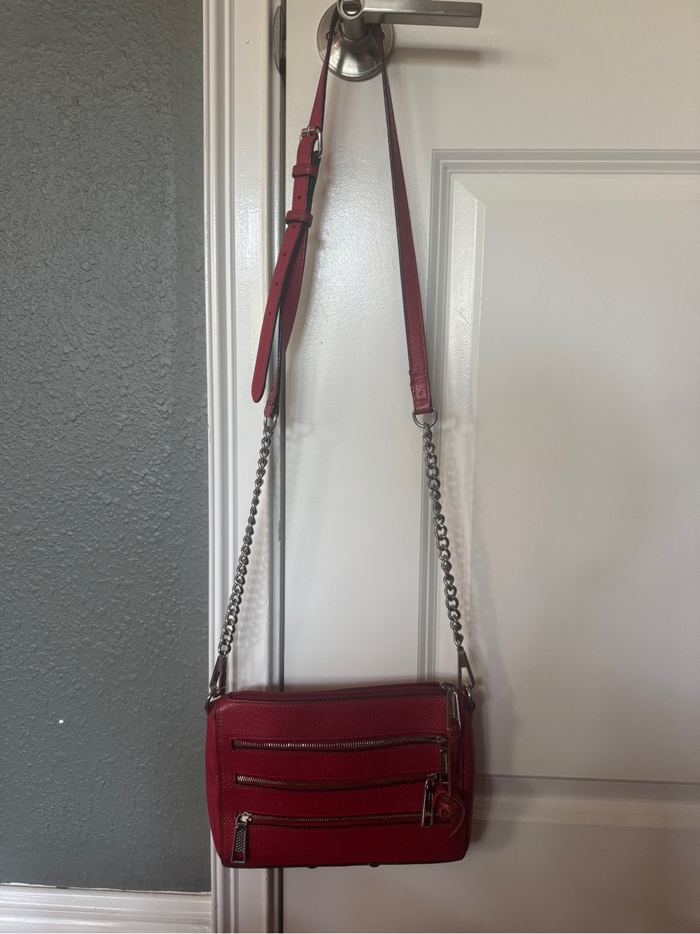 Rebecca Minkoff Red Leather Crossbody with Chain Strap
